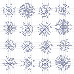 Set of spider web. Vector illustration.