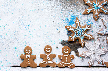 Fototapeta na wymiar Christmas gingerbread cookies background
