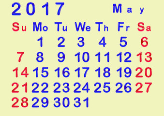 Календарь 2017 года со стеклянными числами