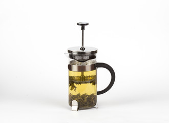 different colors on a white background isolated herbal teas