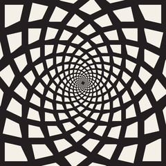 Vector Black and White Spiral Rectangles Swirl Abstract Optical Illusion