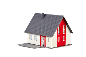 Isolated house symbol  red white grey roof