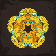 Vector mandala. Mehndi lace tattoo. Oriental weave.