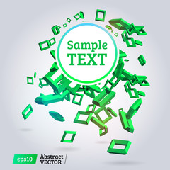 Abstract 3d triangles. 3d explosion. Abstract mesh explosion. Template or background design for posters or banners