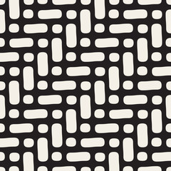 Vector Seamless Black And White Rounded Geometric Pattern