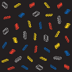 Vector Seamless Multicolor Scattered ZigZag Shapes Pattern