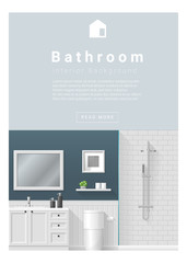 Interior design Modern bathroom banner , vector, illustration