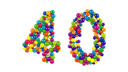 Decorative brightly colored number 40