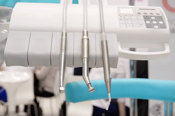 Fototapeta na wymiar The image of a dental drilling machine close up