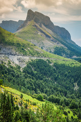 Pyrenees mountains landscape in summer. Huesca, Agaron
