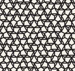 Vector Seamless Black and White Irregular Hexagonal Grid Pattern