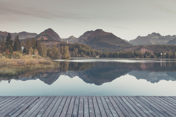 Matt filtered on instagram style landscape with a lake in the mo