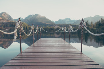 Matt filtered on instagram style landscape with a lake in the mo