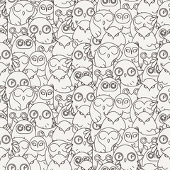 Random owls seamless pattern. Cute nignht birds. For coloring books, wrapping, printing, textile.