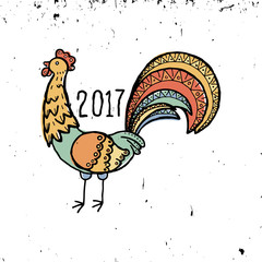 2017 Year of Rooster doodle vector illustration.