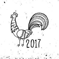 Fototapeta na wymiar 2017 Year of Rooster doodle vector illustration.