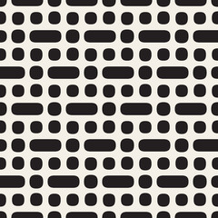 Vector Seamless Black And White Rounded Geometric Pattern