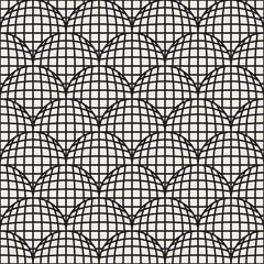 Vector Seamless Black And White Retro Geometric Circles Grid Pattern