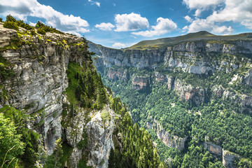Fototapeta premium Pyrenees Mountains landscape - Anisclo Canyon in summer. Huesca,