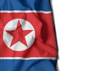 north korea wrinkled flag, space for text