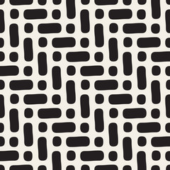 Vector Seamless Black And White Rounded Geometric Pattern