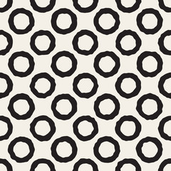 Vector Seamless Black And White Jumble Circles Pattern