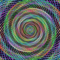 Multicolored wired spiral fractal background art