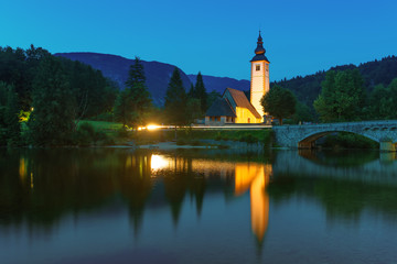 Obraz premium Church of St. John the Baptist at Bohinj Lake
