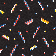 Vector Seamless ZigZag Lines And Circles Multicolor Geometric Pattern