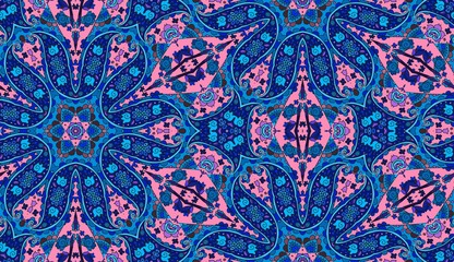 Bright detailed floral and paisley seamless pattern. Vector illustration. 