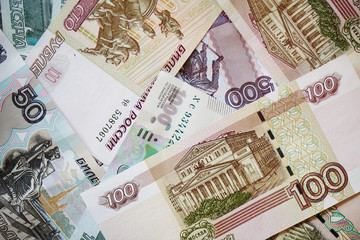 Russian banknotes closeup