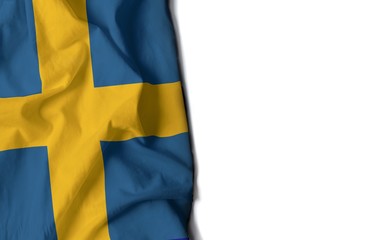sweden wrinkled flag, space for text