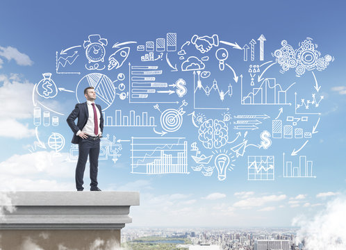 Business leader on rooftop