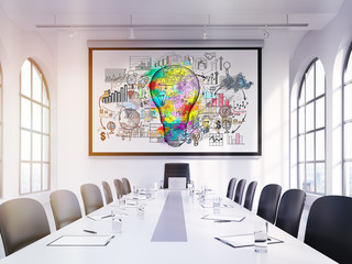 Light bulb poster in boardroom