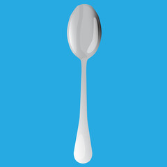 vertical metal tablespoon on blue background vector illustration