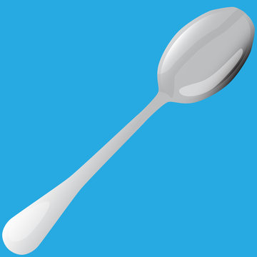 metal tablespoon on blue background vector illustration