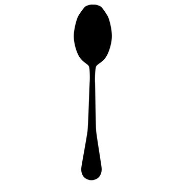 Vertical Black Spoon Silhouette Vector Illustration