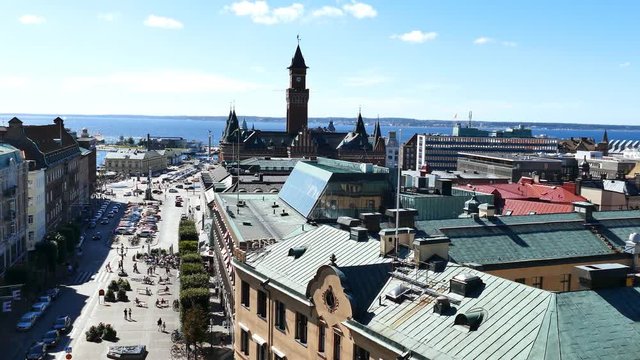 4K Video of Aerial view of the beautiful city - Helsingborg, Sweden