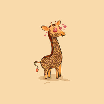 Emoji character cartoon Giraffe in love