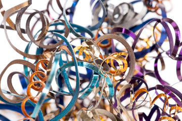 colored steel shavings after turning