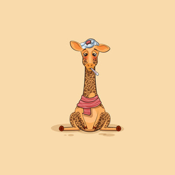 Emoji character cartoon Giraffe sick
