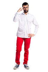 Handsome man with glasses thinking