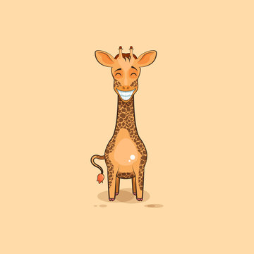 Emoji character cartoon Giraffe with a huge smile