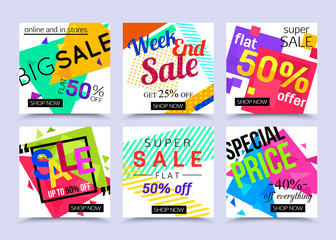 Collection of breathtaking mobile banners for online shopping. Vector illustrations for marketing, mobile banner, advertising poster, ads, mailings and seasonal sales.