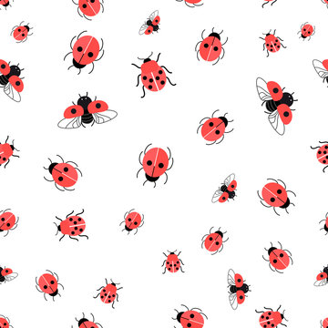 Pattern bright red ladybugs