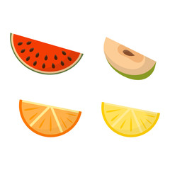 Fruit slices vector set.