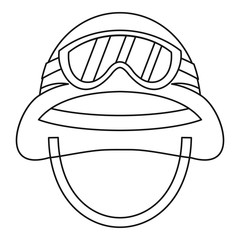 Military metal lhelmet icon in outline style isolated on white background vector illustration