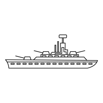 recommend clip art: Military warship icon in outline style isolated on white background vector illustration