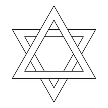 Star of David icon in outline style on a white background vector illustration