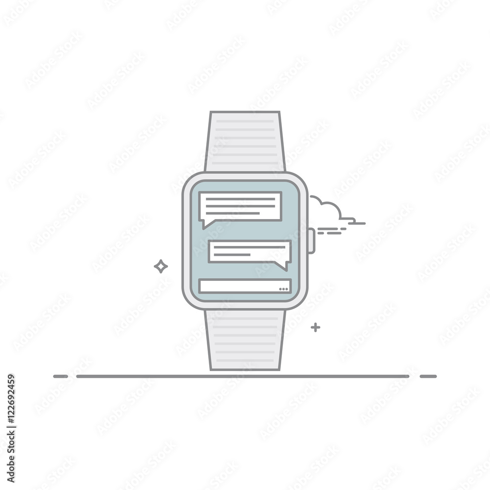 Poster smart watch. the concept of mobile application interface. online correspondence. mobile messenger. i
